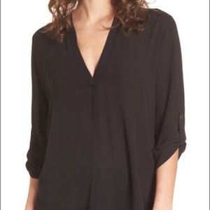 Lush Black Roll Tab Shirt, Size S